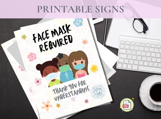 FACE MASK REQUIRED Signs Bundle - Printable Mask Sign, Mask Door Sign, Friendly Mask Sign | Inclusive