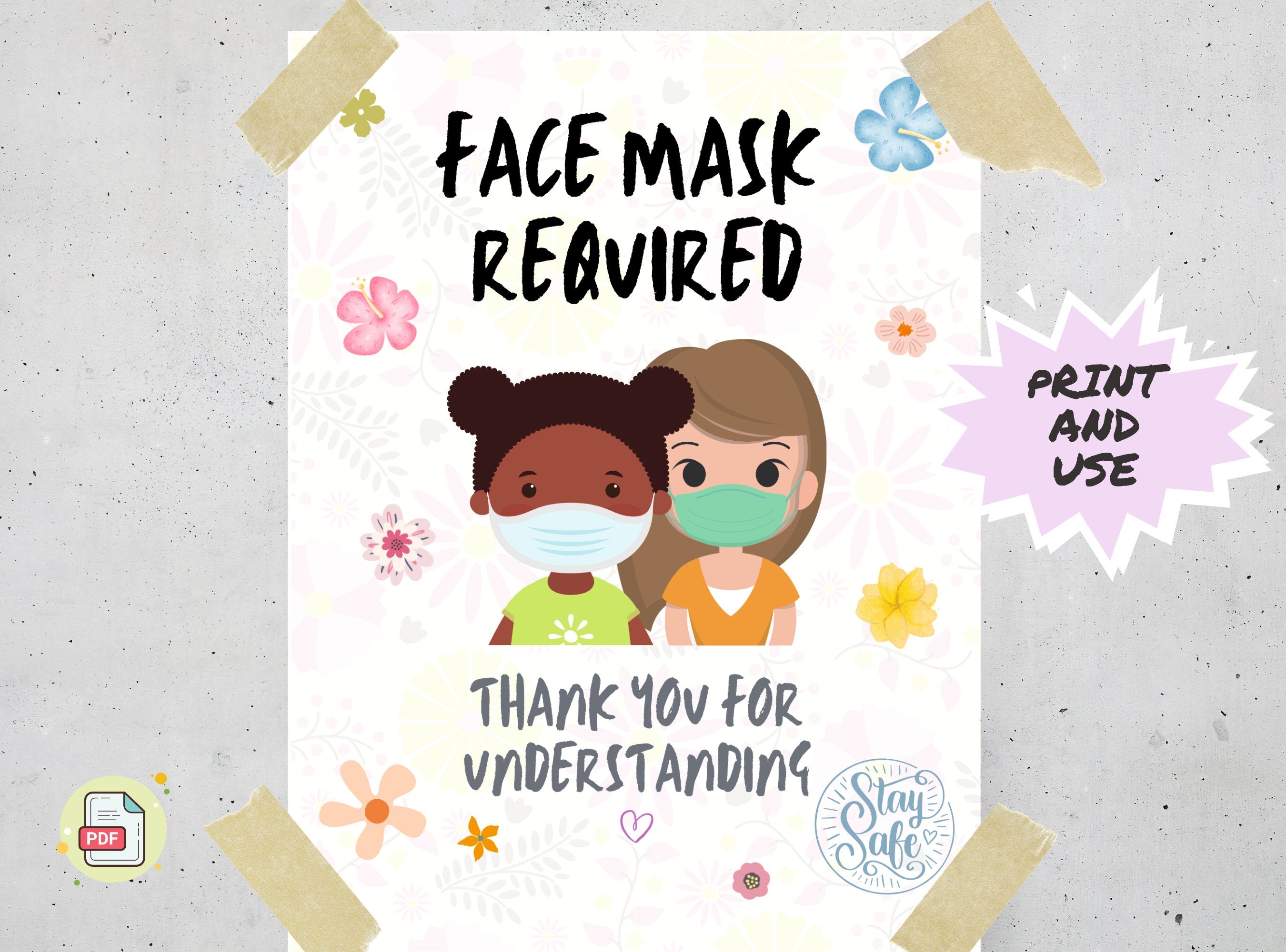 FACE MASK REQUIRED Signs Bundle - Printable Mask Sign, Mask Door Sign, Friendly Mask Sign | Inclusive