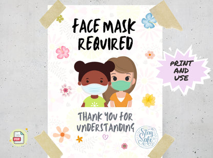 FACE MASK REQUIRED Signs Bundle - Printable Mask Sign, Mask Door Sign, Friendly Mask Sign | Inclusive