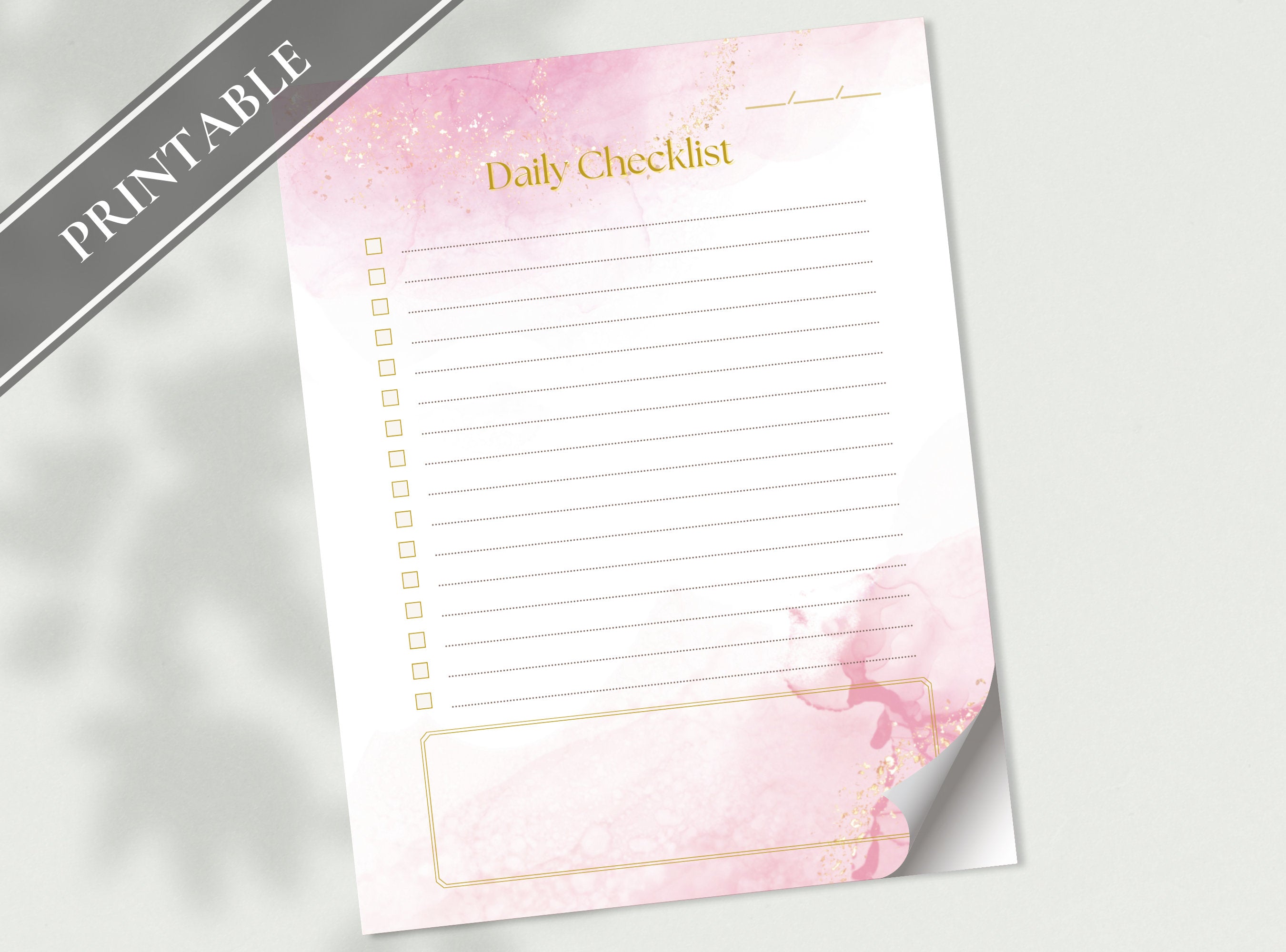 Simple To Do List - Blue Pink Printable Task List, Things to Do, Checklist, Daily Weekly Reminder List, Letter size and A4 | Alcohol Ink