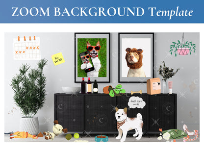 ZOOM Background Template, Virtual, Wallpaper, Backdrop, Meeting, Office | Dog Mom