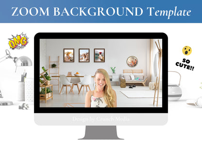 ZOOM Background Template, Wallpaper, Virtual, Backdrop, Meeting, Office | Boho Chic | Living Room