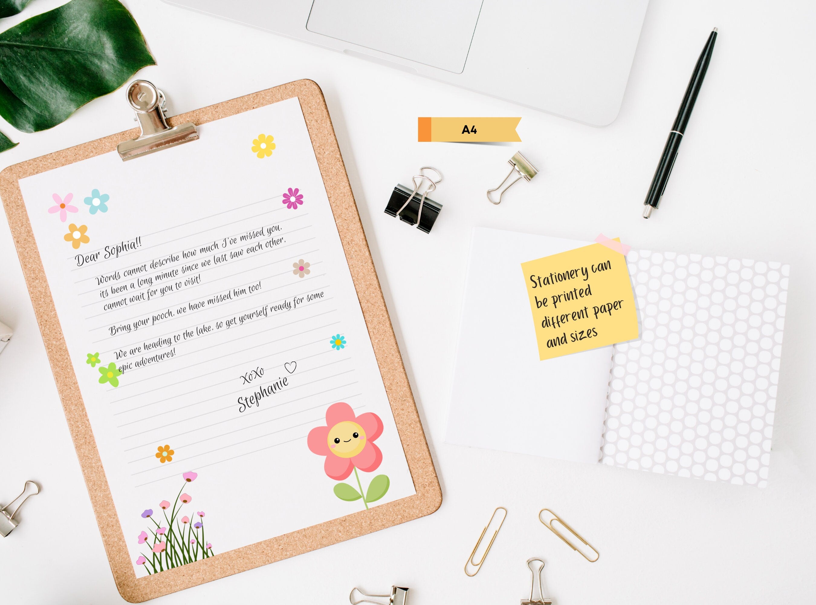 Cute Floral Daisy Flowers Printable Stationery Paper -  Paper, Letter, Note, Lined Paper, GoodNotes | Happy Daisy