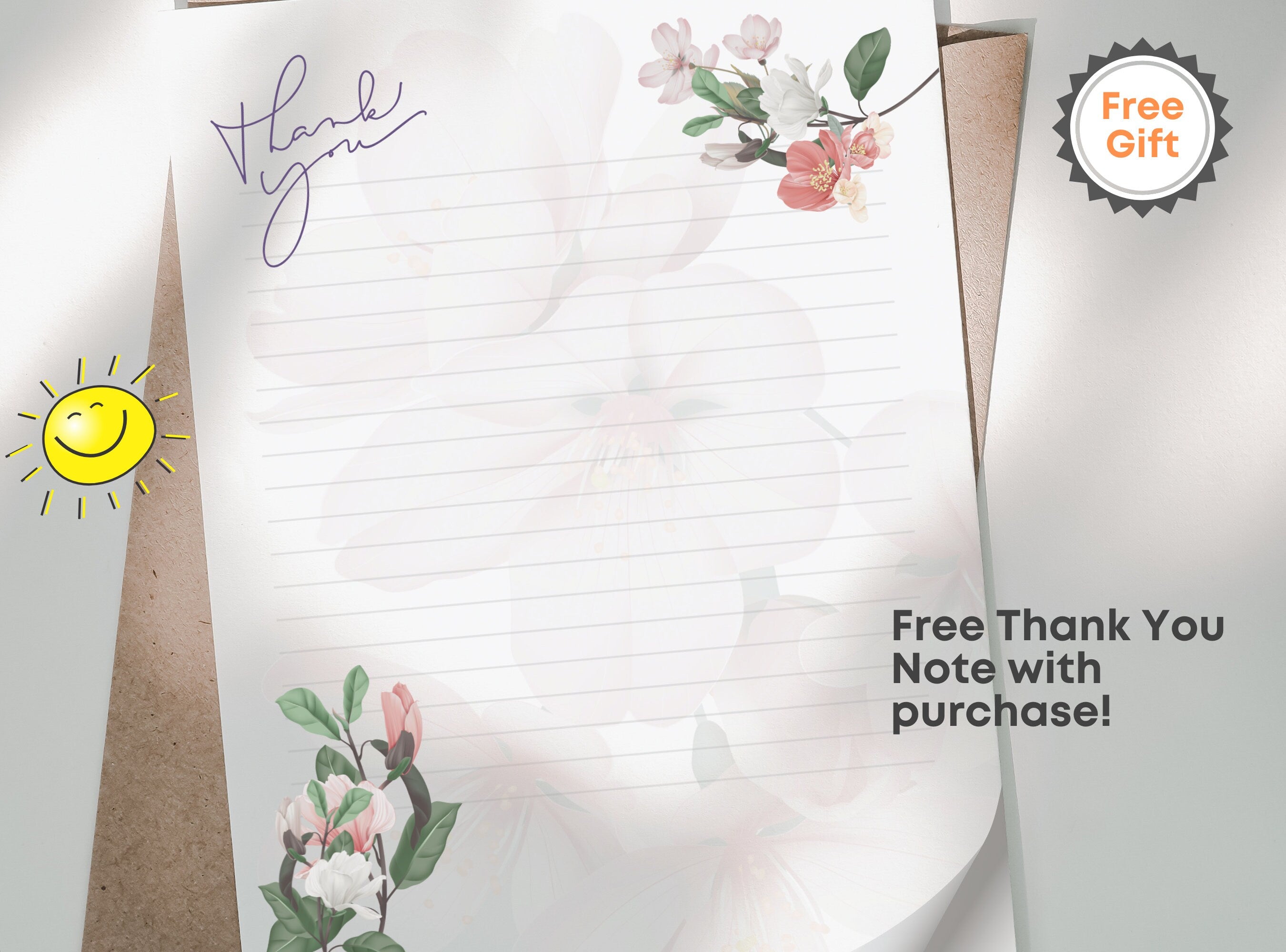 Cute Floral Daisy Flowers Printable Stationery Paper -  Paper, Letter, Note, Lined Paper, GoodNotes | Happy Daisy