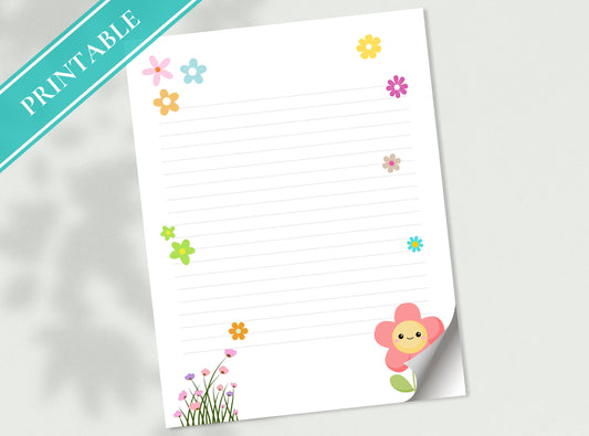 Cute Floral Daisy Flowers Printable Stationery Paper -  Paper, Letter, Note, Lined Paper, GoodNotes | Happy Daisy