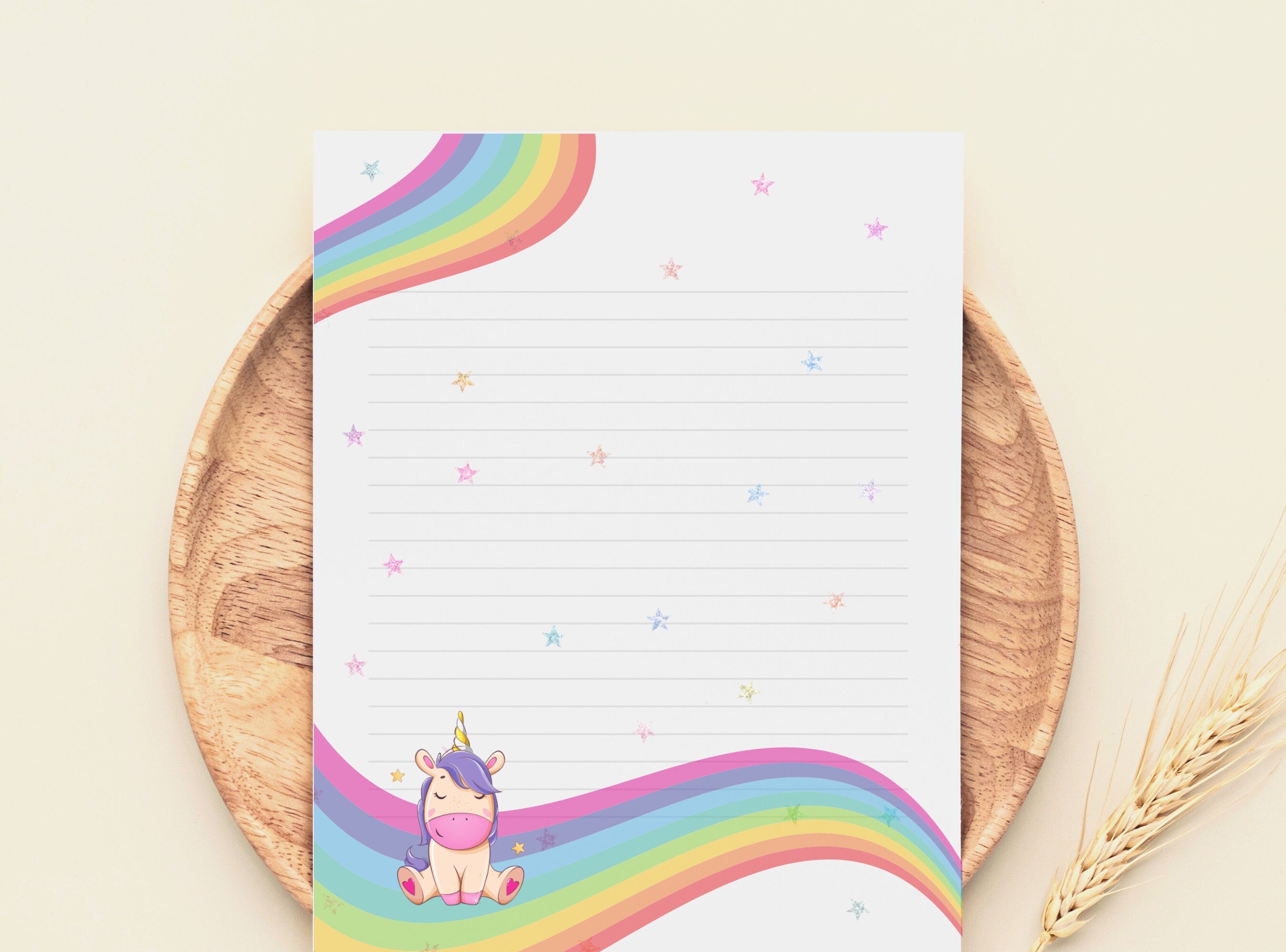 Rainbow Unicorn Printable Stationery Paper - Cute Happy Magic Paper, Letter, Note, Lined Paper, GoodNotes | Happy Unicorn