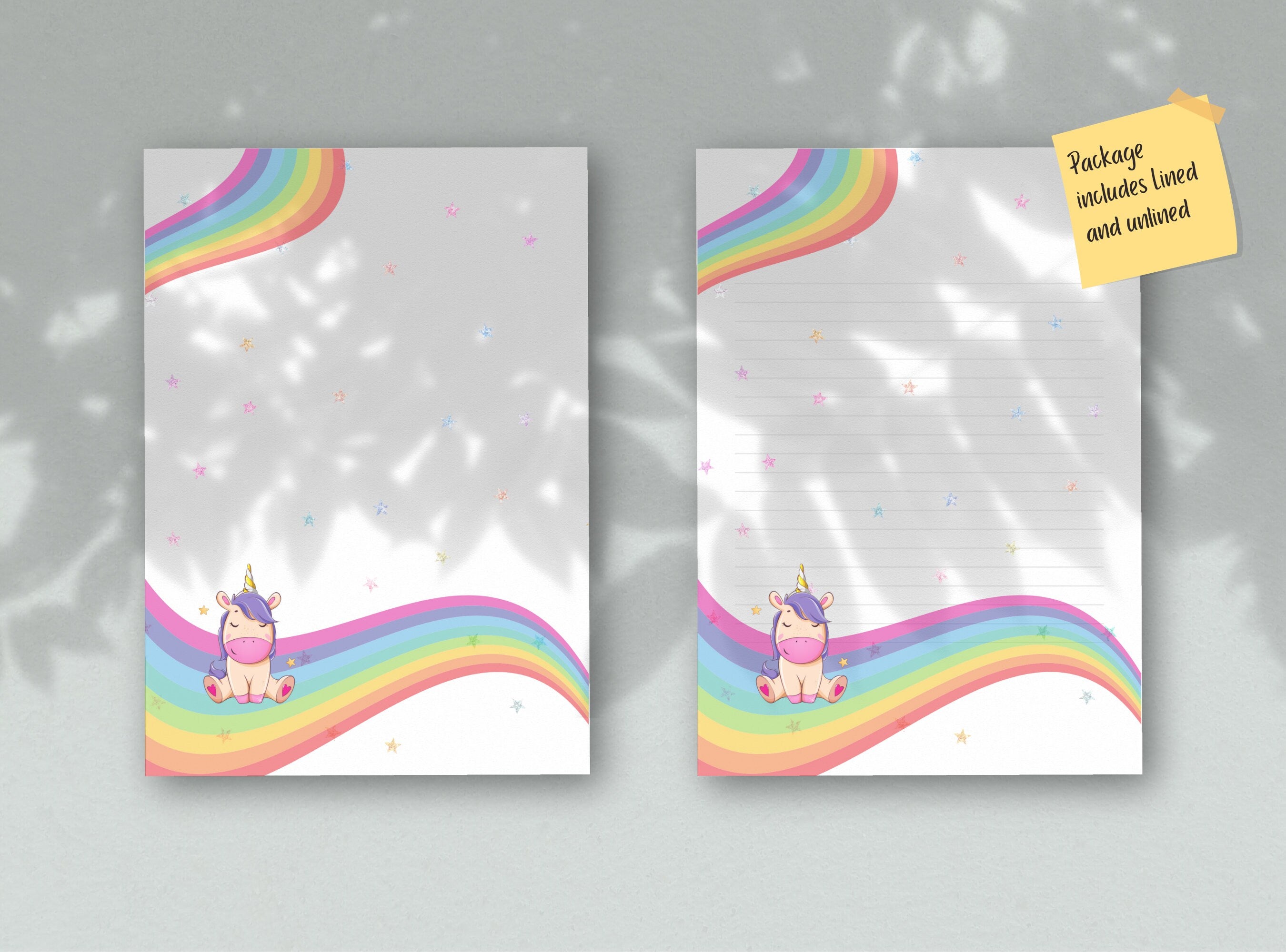 Rainbow Unicorn Printable Stationery Paper - Cute Happy Magic Paper, Letter, Note, Lined Paper, GoodNotes | Happy Unicorn