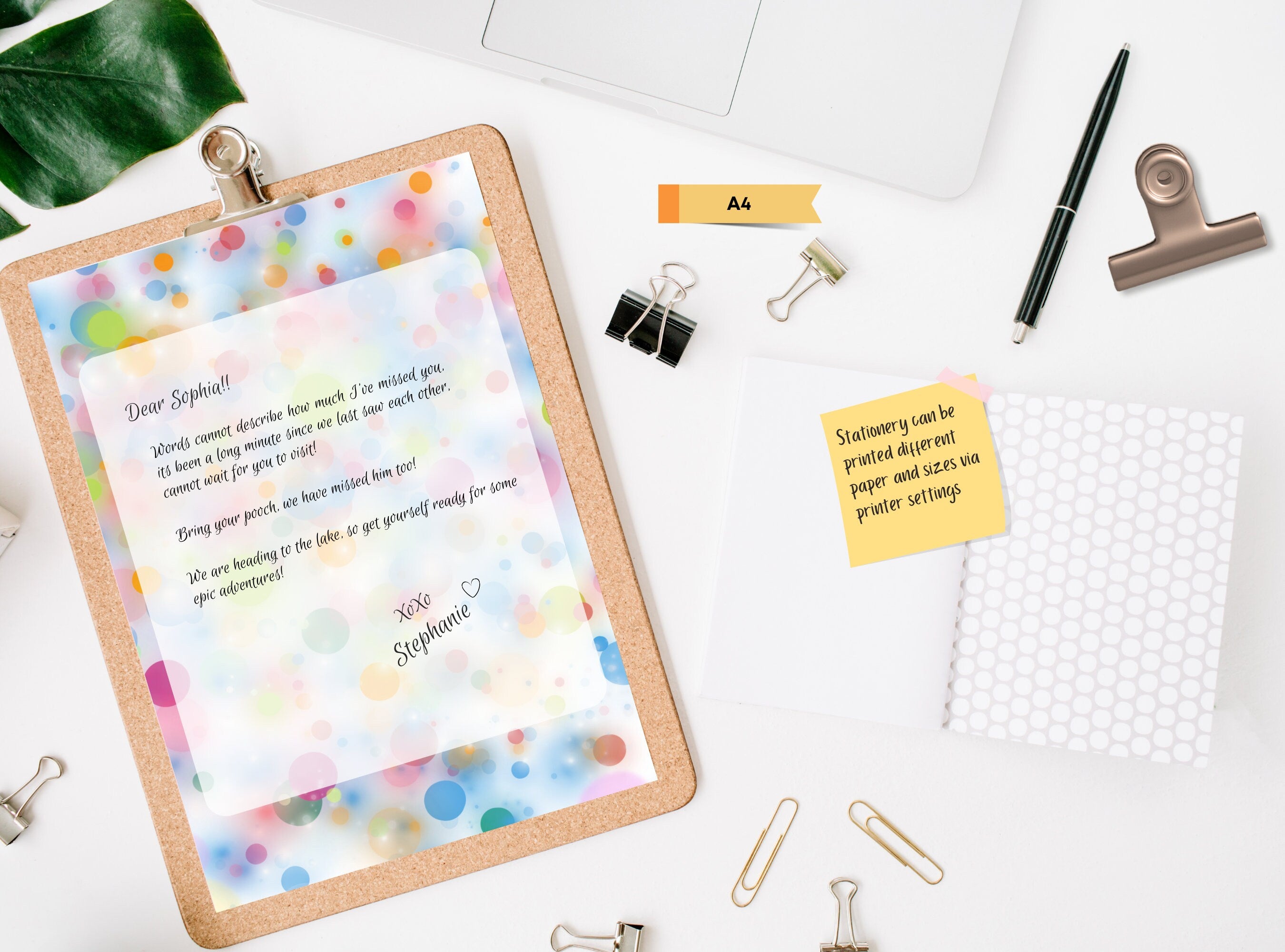 Bubbles Glow Printable Stationery Paper - Colorful Bubbles, Party Journal Paper, Letter, Note, Lined Paper, Digital, Goodnotes, Thank You