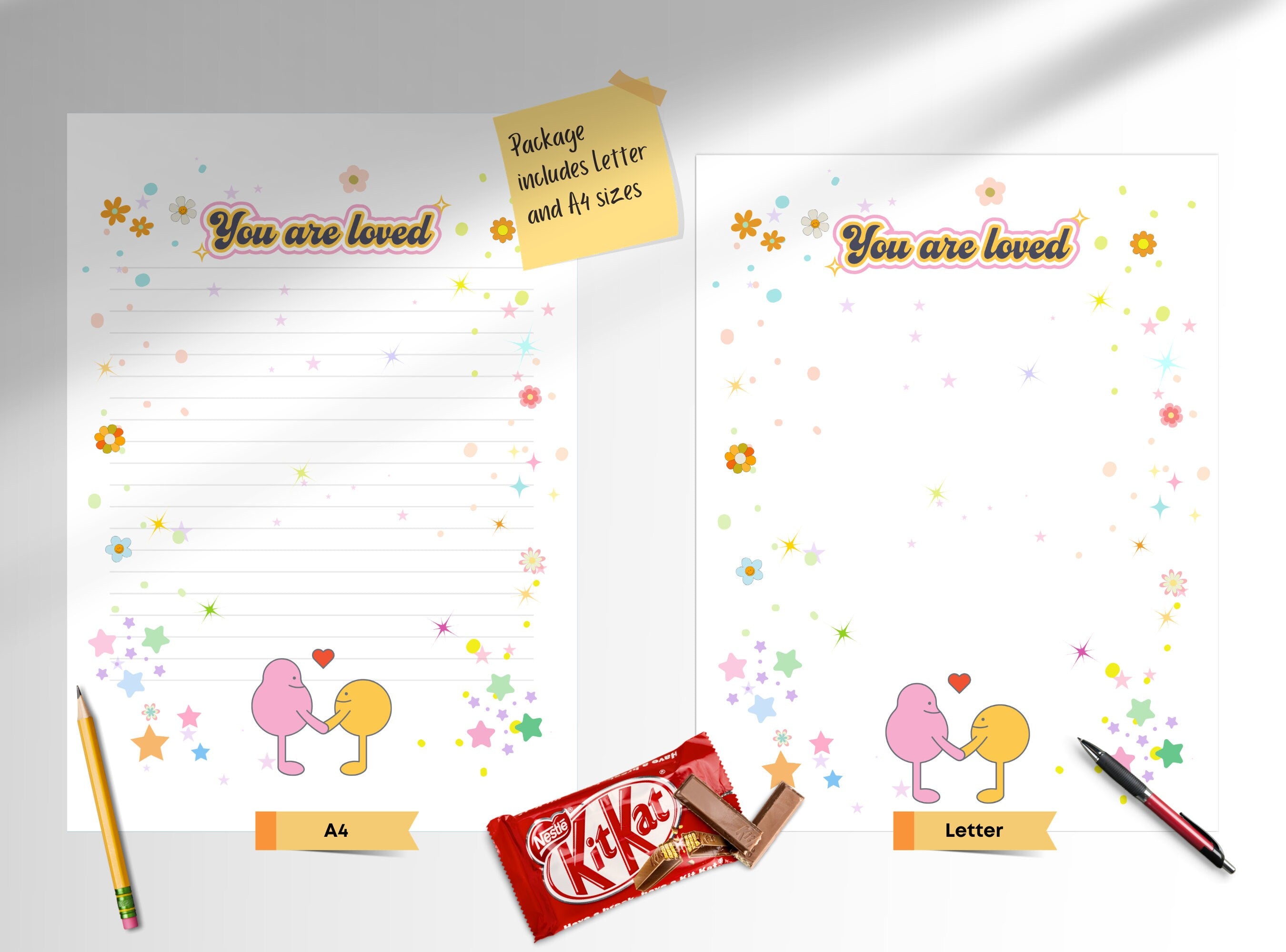 You are Loved Letter Writing Paper - Printable Stationery Paper - Miss you, Digital Journal Paper, love Note,   Goodnotes, Thank You