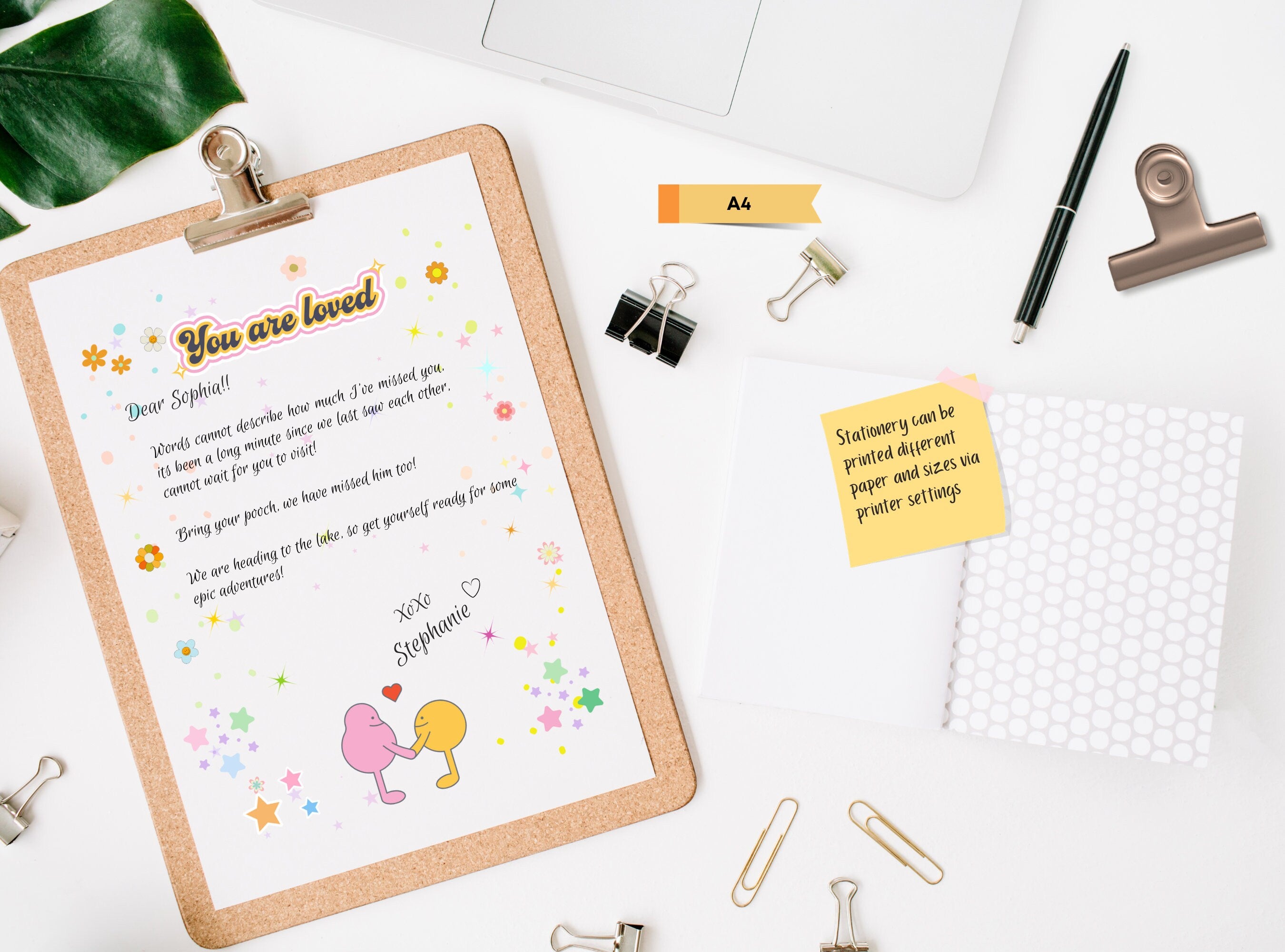 You are Loved Letter Writing Paper - Printable Stationery Paper - Miss you, Digital Journal Paper, love Note,   Goodnotes, Thank You