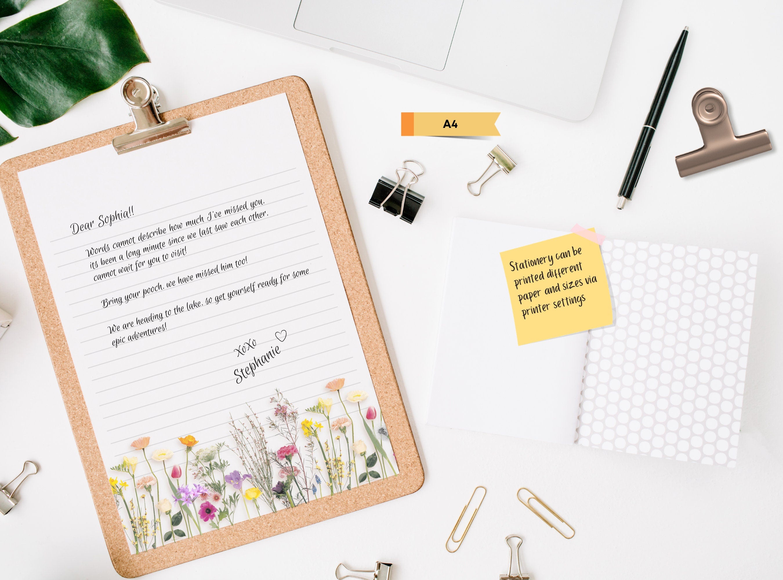 Simple Real Flowers Printable Stationery Paper - Colorful Florals, Journal Paper, Letter, Note, Lined Paper, Digital, Goodnotes, Thank You