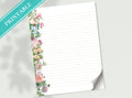 Vintage Flowers Letter Writing Paper - Printable Stationery - Love Letter, Journal Paper, Note, Lined Paper, Goodnotes, Thank You | Florals