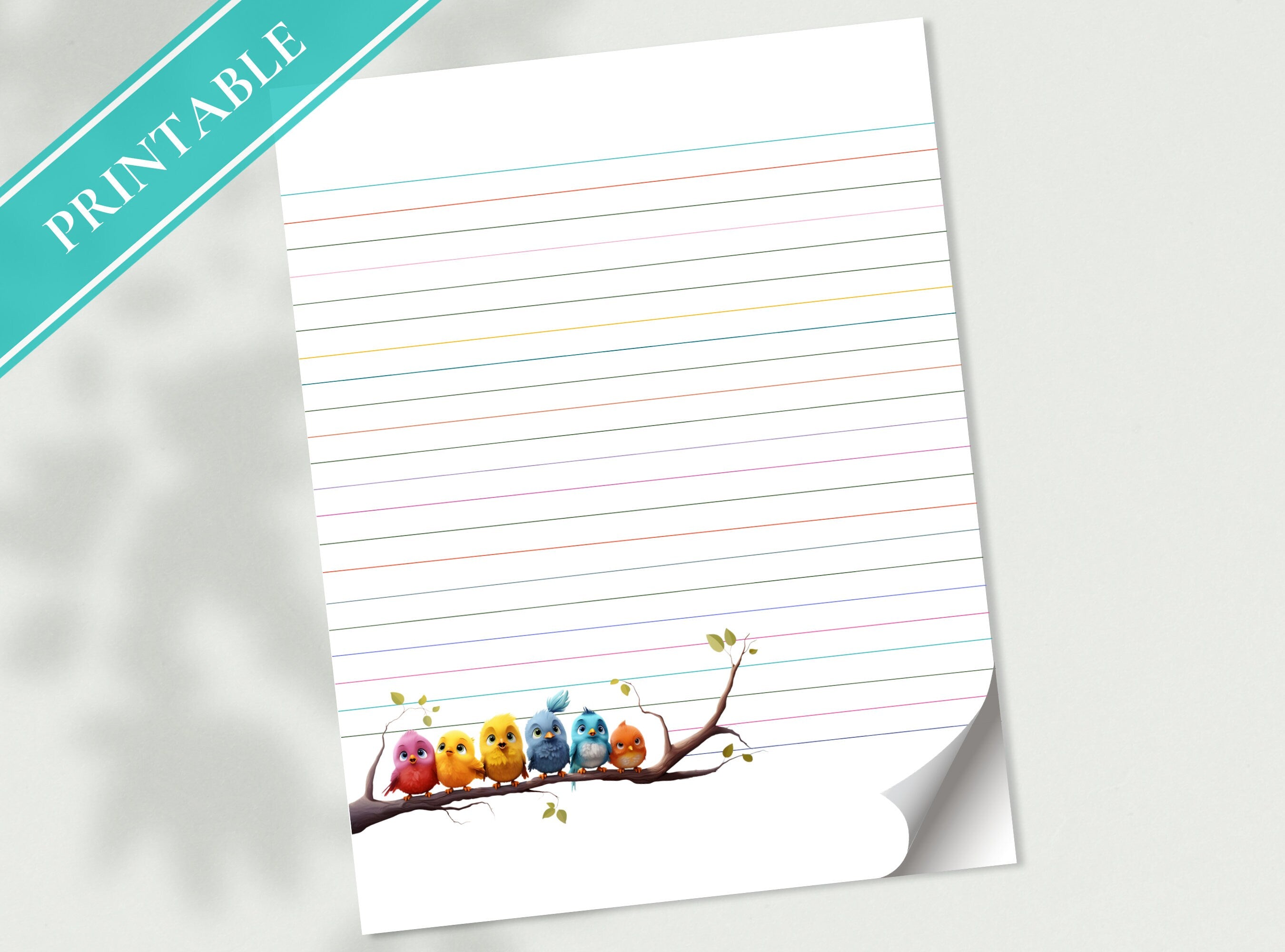 Baby Birds Letter Writing Paper - Printable Stationery Love Letter, Journal Paper, Note, Lined Paper, Digital, Goodnotes,  | Happy Birdies