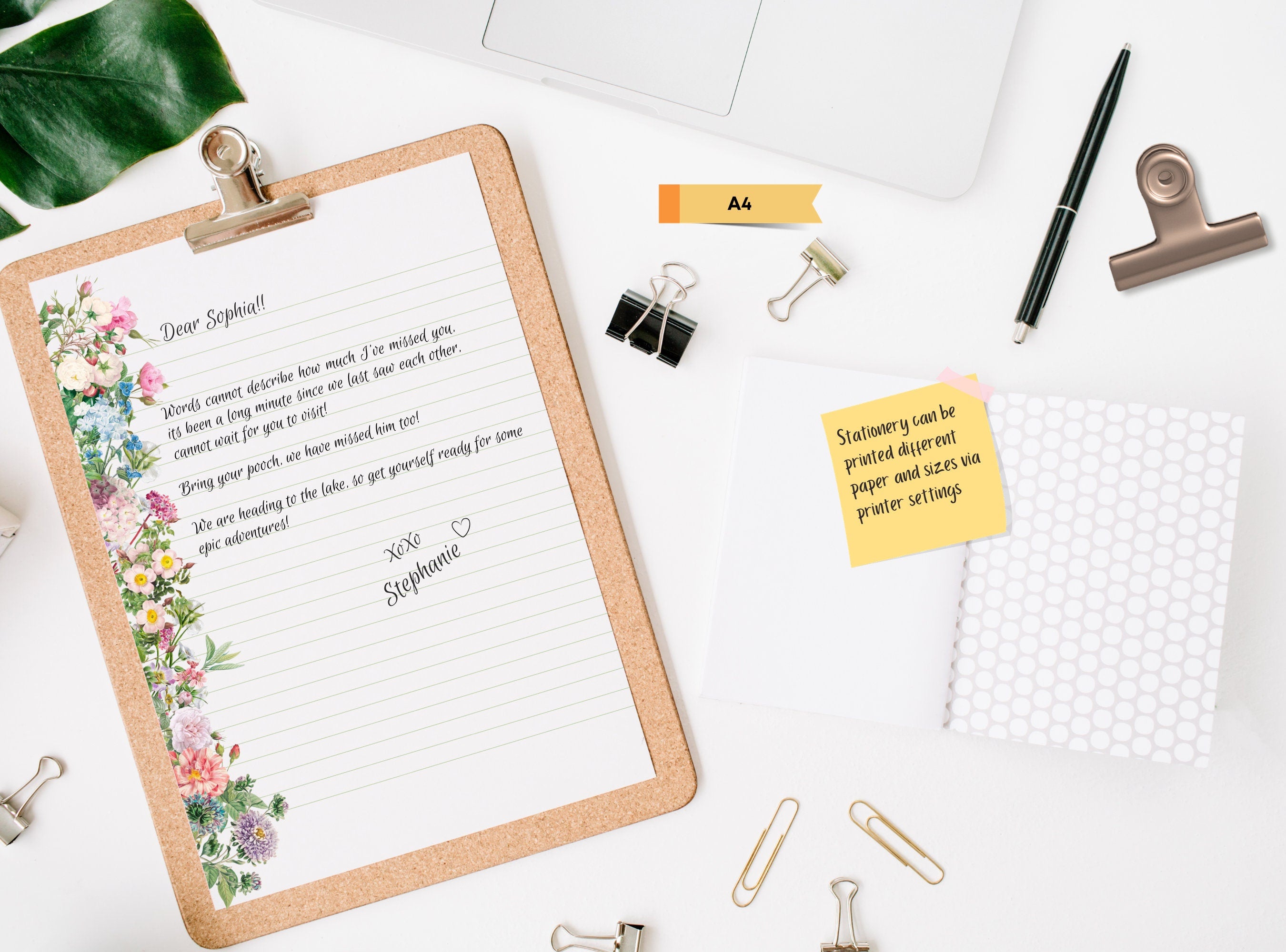 Vintage Flowers Letter Writing Paper - Printable Stationery - Love Letter, Journal Paper, Note, Lined Paper, Goodnotes, Thank You | Florals