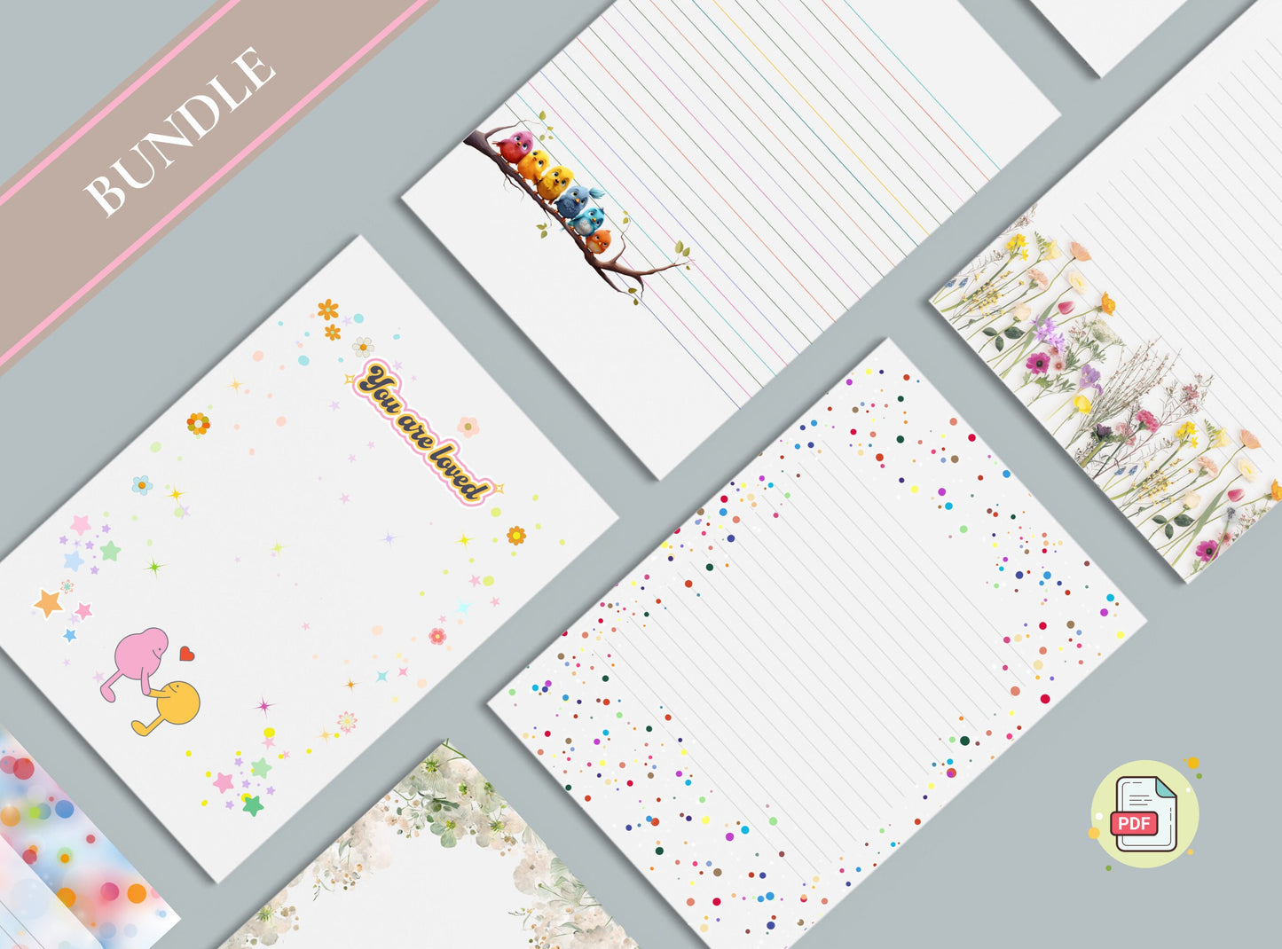 Deluxe Printable Stationery Bundle: Letter Writing Paper, Thank You Notes, Goodnotes, Journal paper, adorable, Flowers | Digital Download