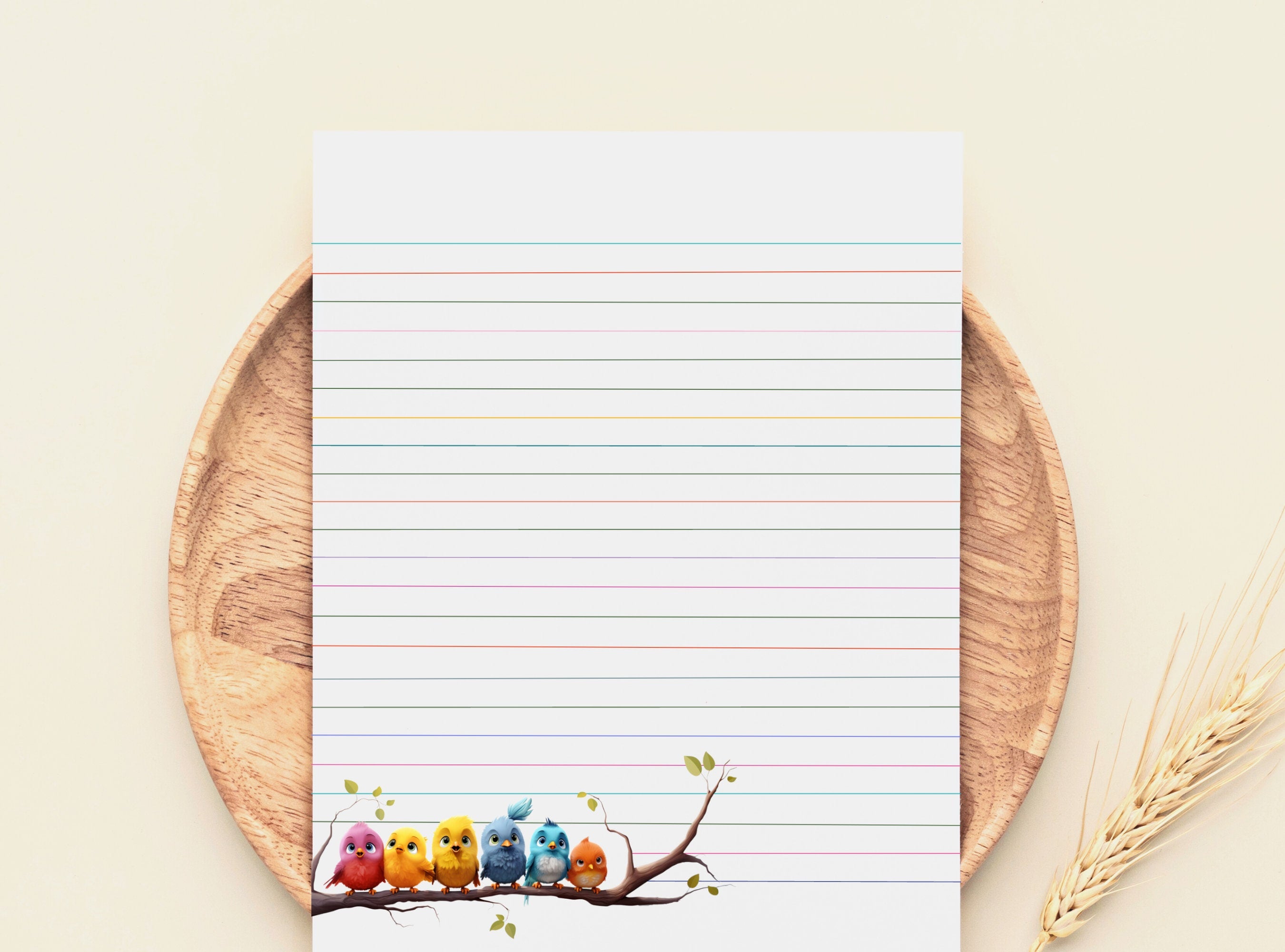 Baby Birds Letter Writing Paper - Printable Stationery Love Letter, Journal Paper, Note, Lined Paper, Digital, Goodnotes,  | Happy Birdies