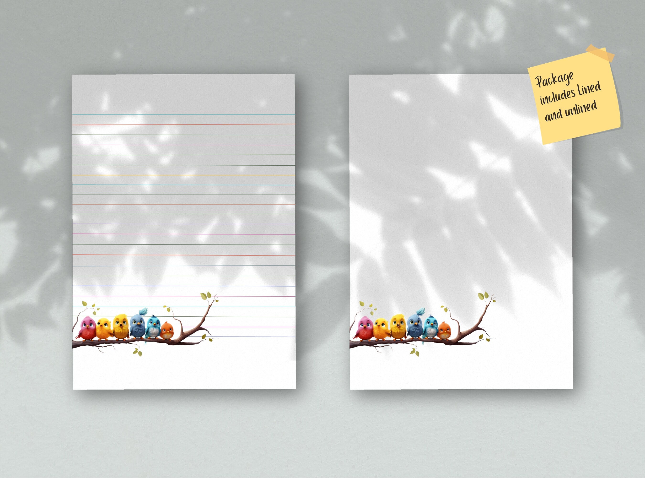 Baby Birds Letter Writing Paper - Printable Stationery Love Letter, Journal Paper, Note, Lined Paper, Digital, Goodnotes,  | Happy Birdies