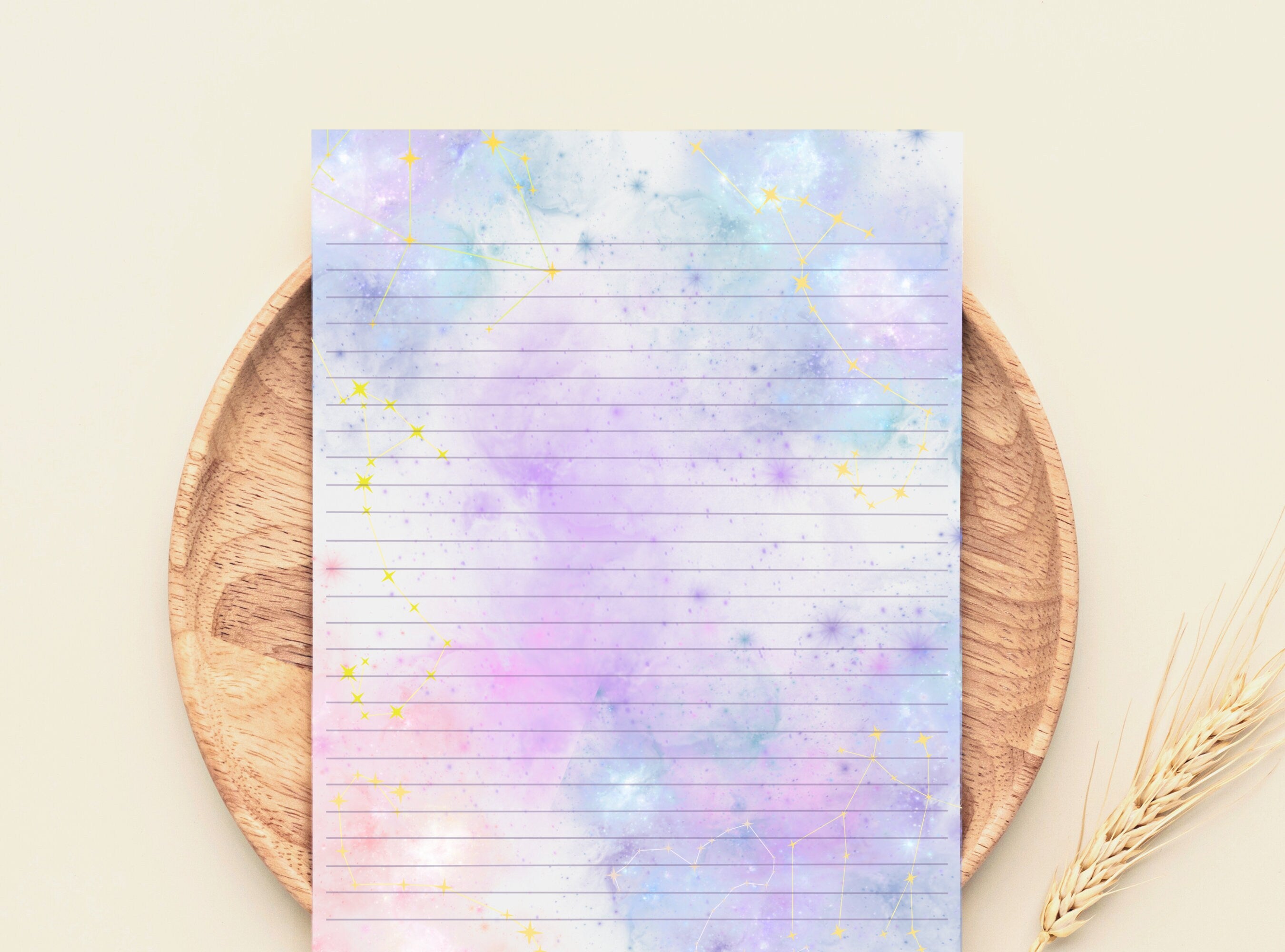 Purple Sky Letter Writing Paper - Printable Stationery - Love Letter, Journal Paper, Note, Lined Paper, Goodnotes, Thank You | Tie Die