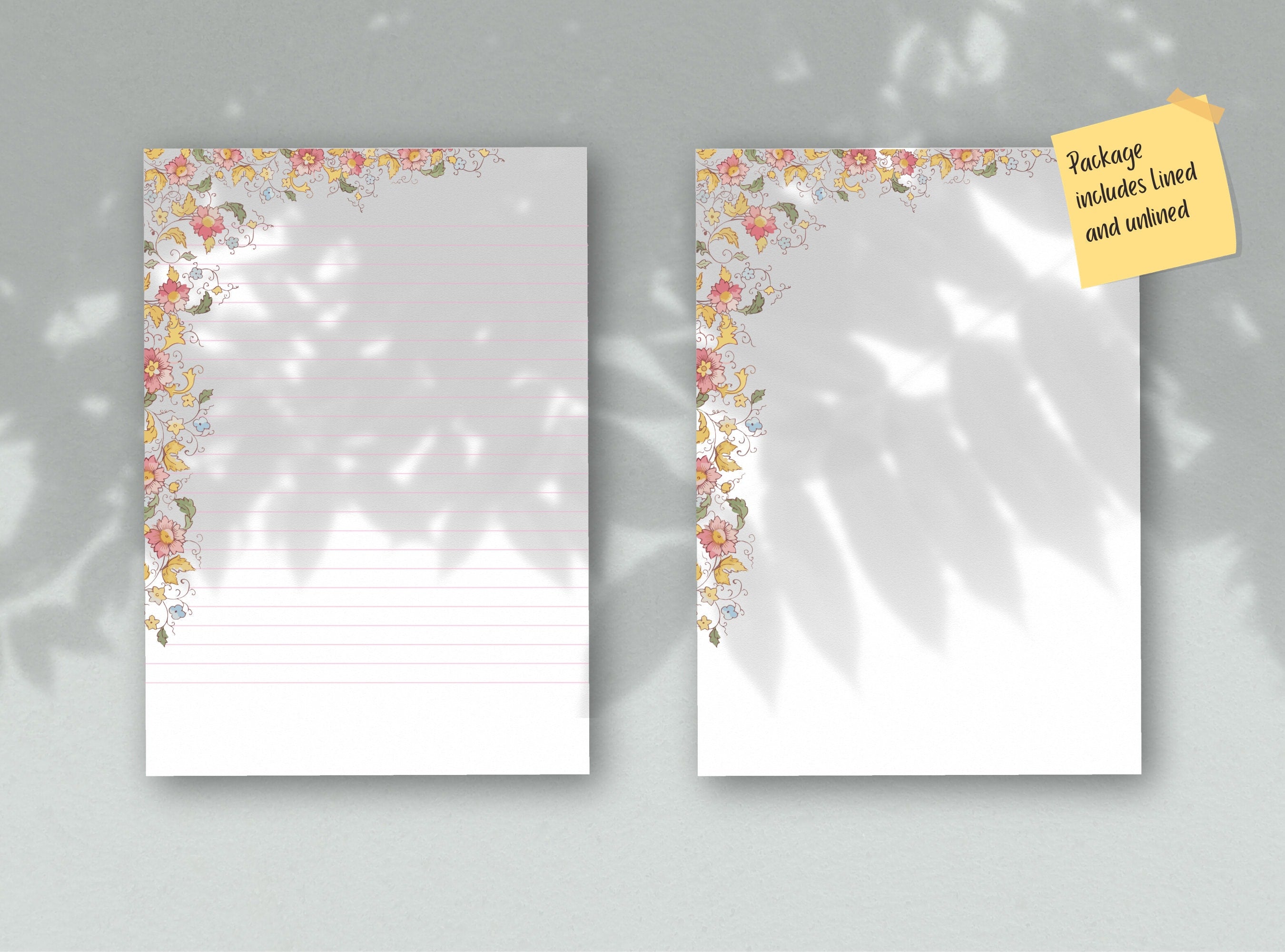 Vintage Florals Stationery  Letter Writing Paper - Printable letter, Love Letter, Journal Paper, Lined, A4,Goodnotes, Thank You | Noritake