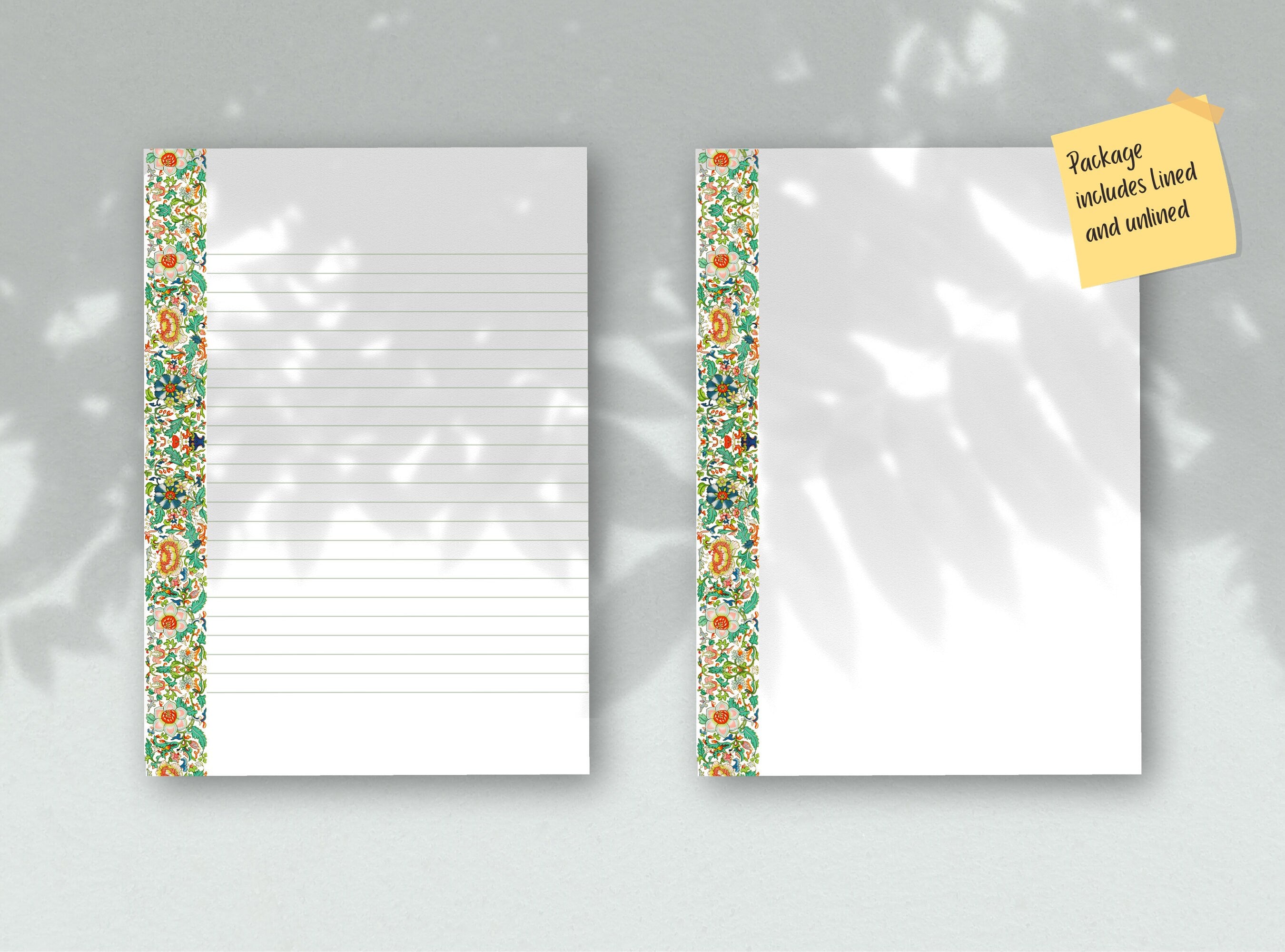 Vintage Chinese Florals Pattern Stationery  Letter Writing Paper - Printable letter, Love Letter, Journal Paper,Lined, Goodnotes | Botanical