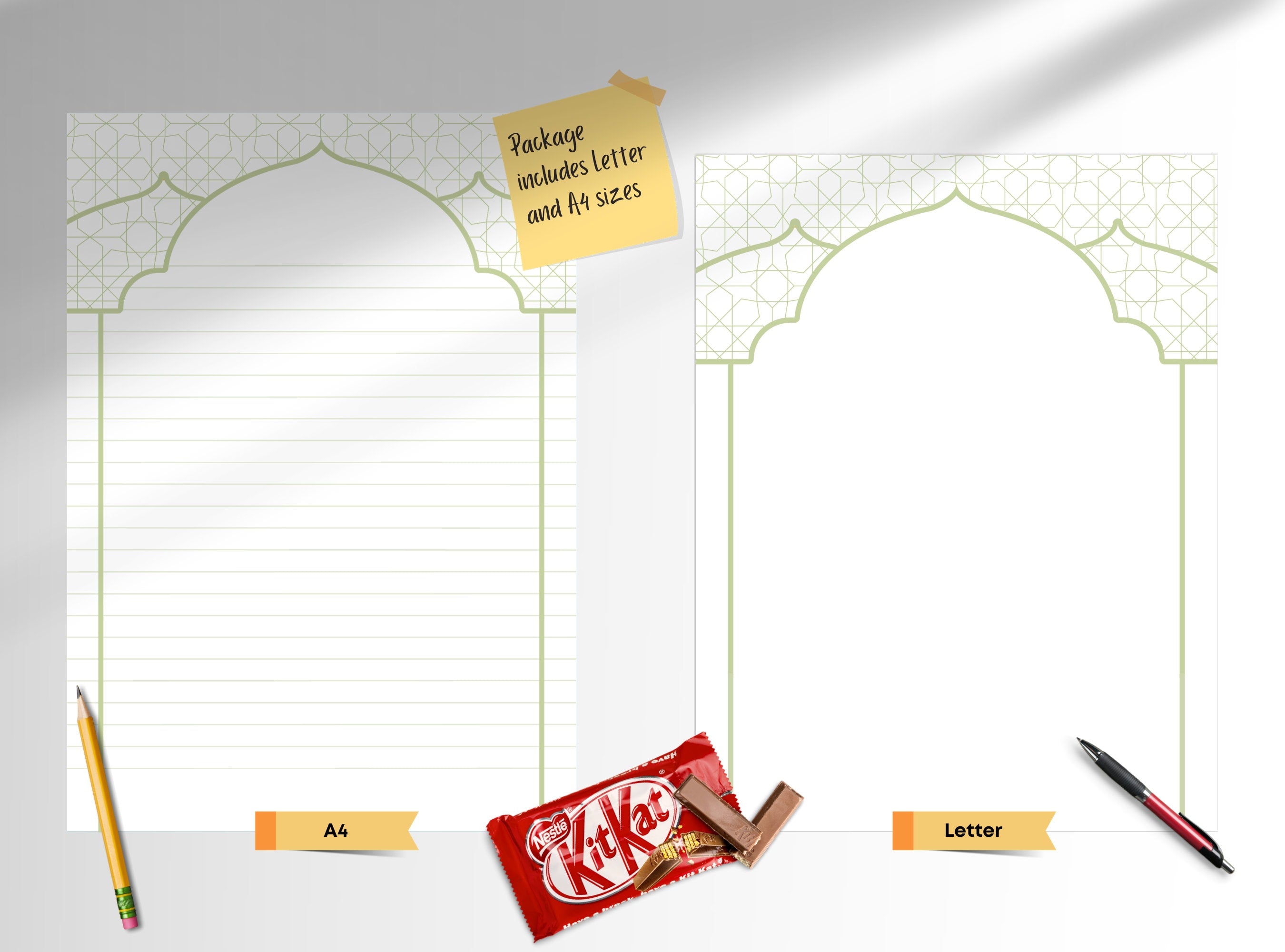 Mosque Architecture Letter Writing Paper - Printable Stationery - Love Letter, Journal Paper, Note, Lined, Goodnotes, Thank You | Ramadan