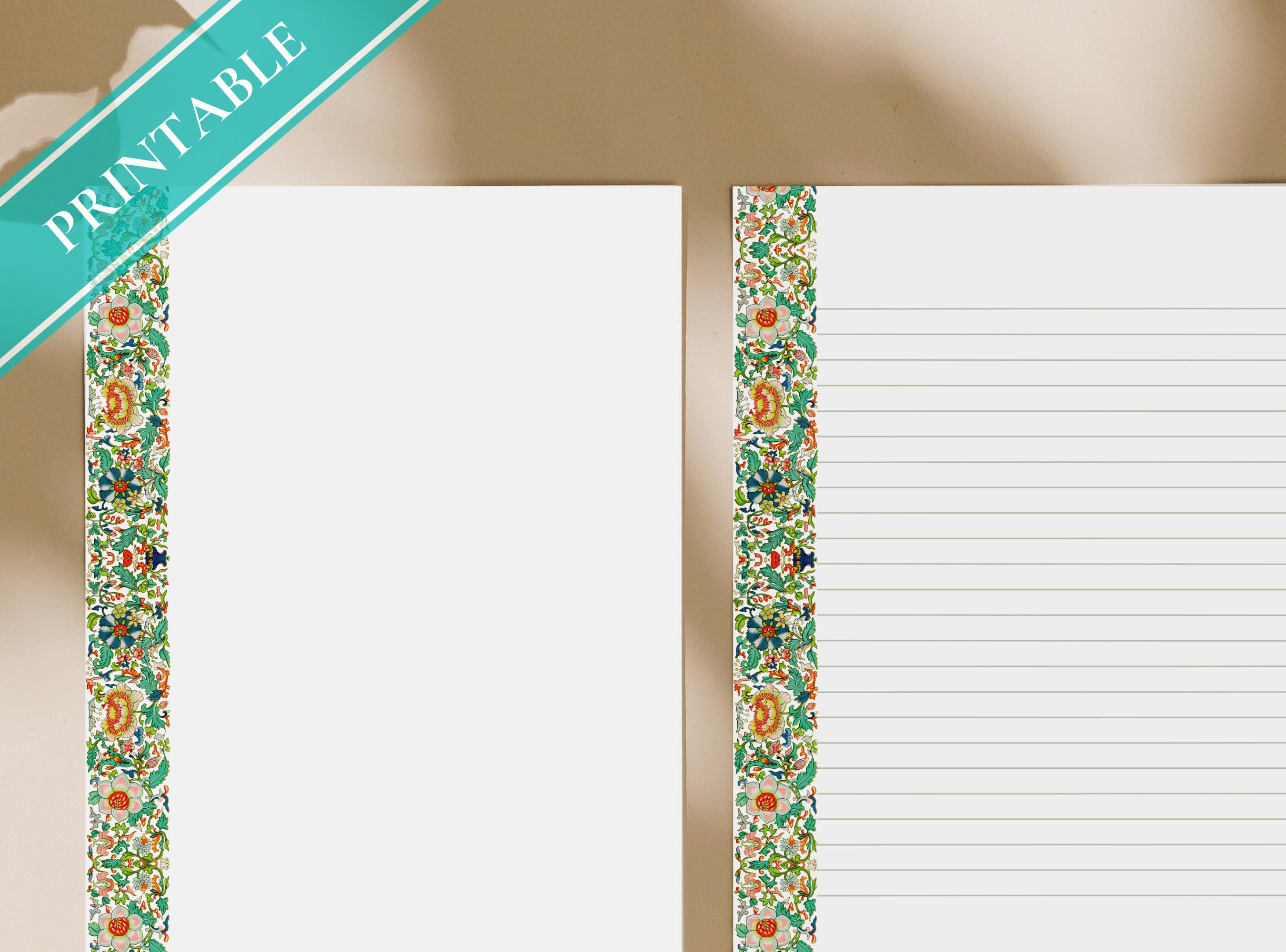 Vintage Chinese Florals Pattern Stationery  Letter Writing Paper - Printable letter, Love Letter, Journal Paper,Lined, Goodnotes | Botanical