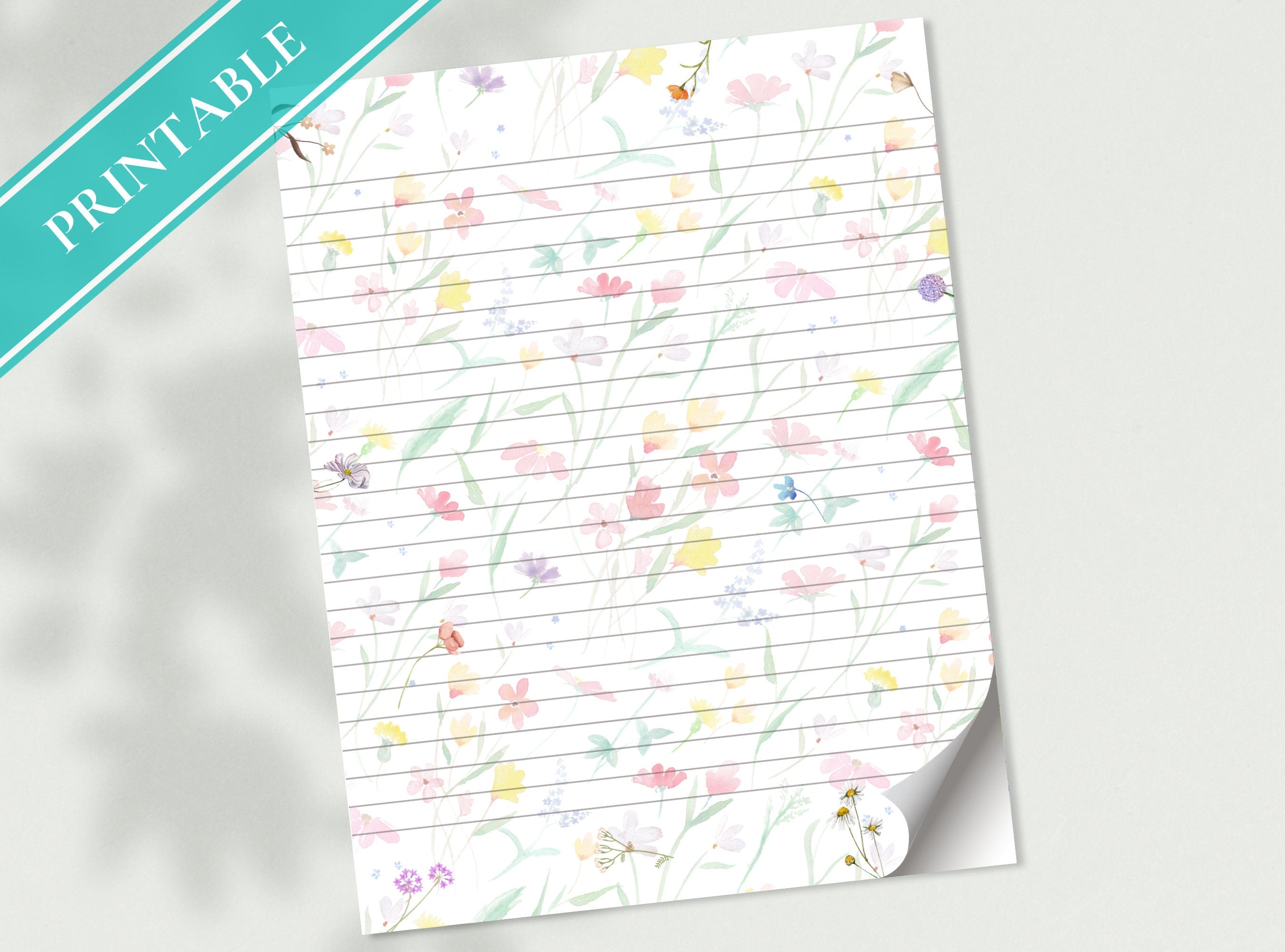 Faded Watercolor flowers Pattern Stationery  Letter Writing Paper - Printable letter, Love Letter, Journal Paper, Goodnotes | Florals