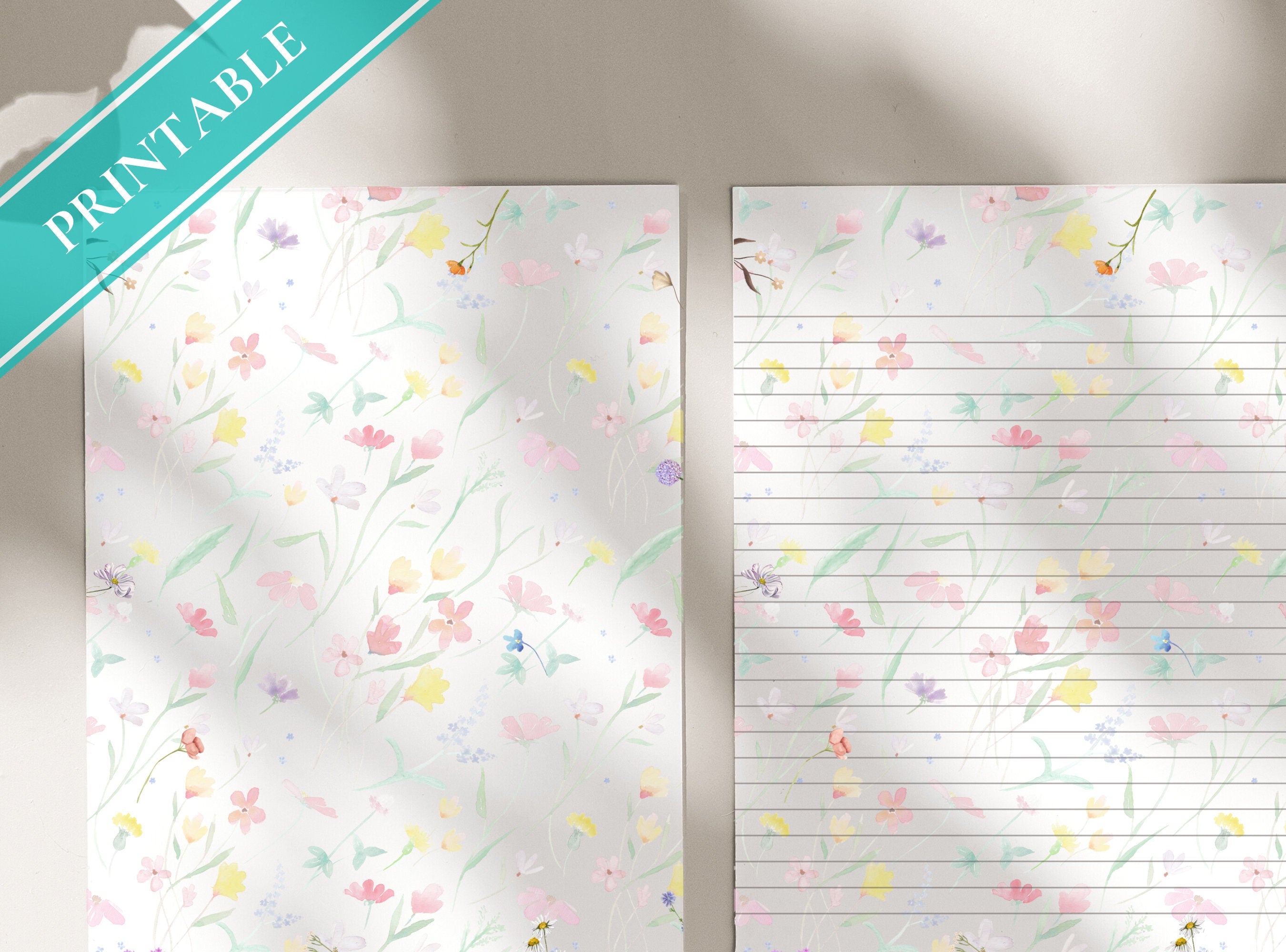 Faded Watercolor flowers Pattern Stationery  Letter Writing Paper - Printable letter, Love Letter, Journal Paper, Goodnotes | Florals