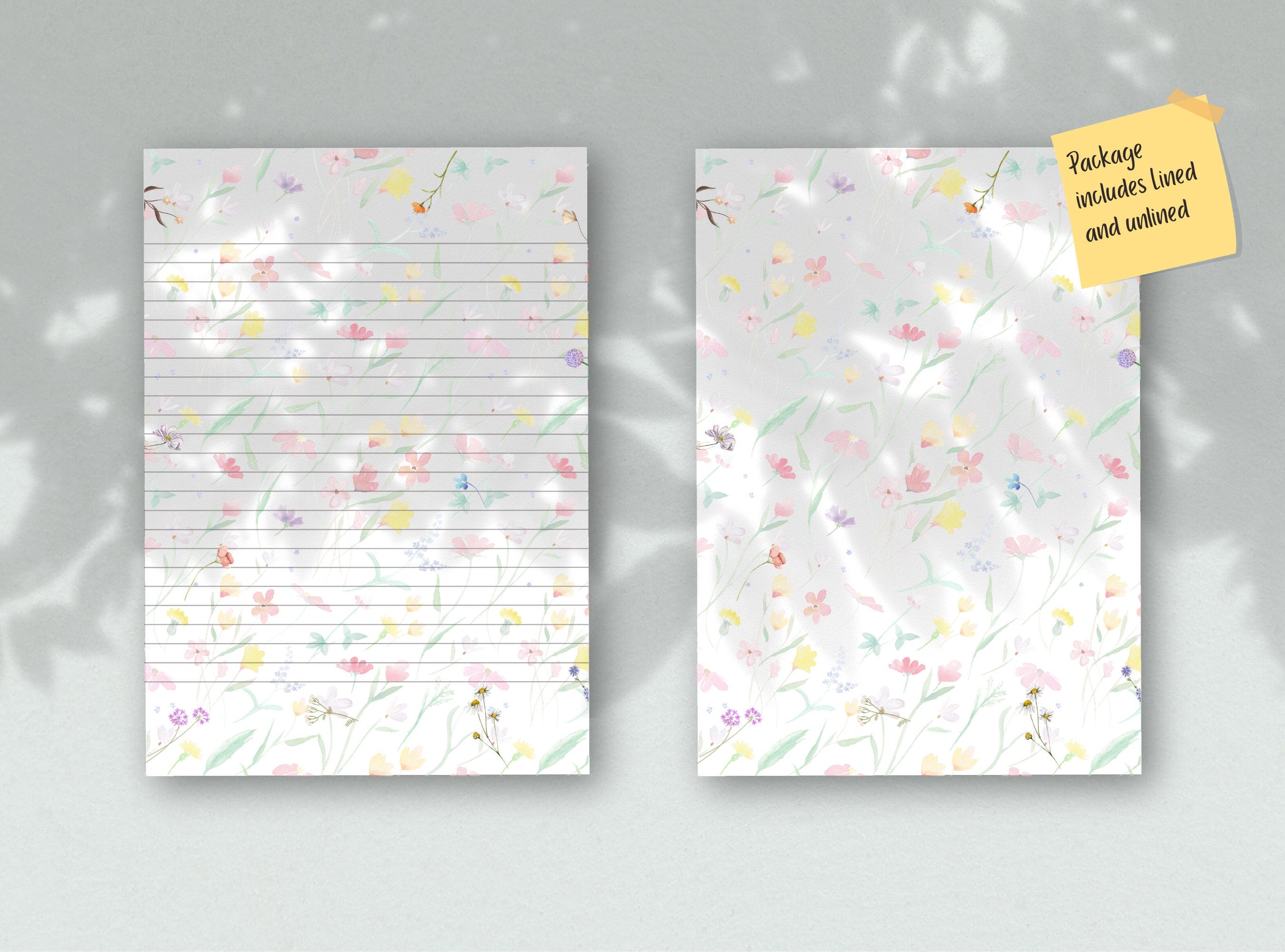 Faded Watercolor flowers Pattern Stationery  Letter Writing Paper - Printable letter, Love Letter, Journal Paper, Goodnotes | Florals